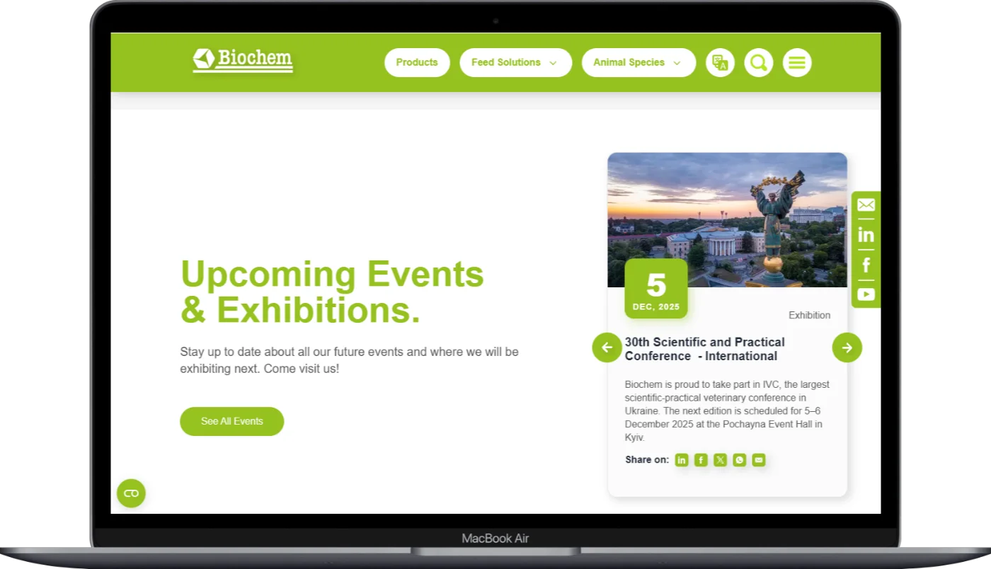 Biochem corporate website — Next.js and Tailwind CSS pixel-perfect implementation